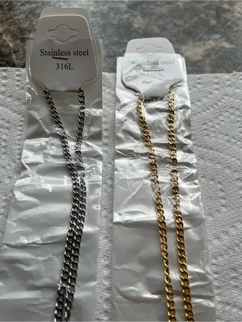 Set of 2 Silver and Gold Chain Necklaces